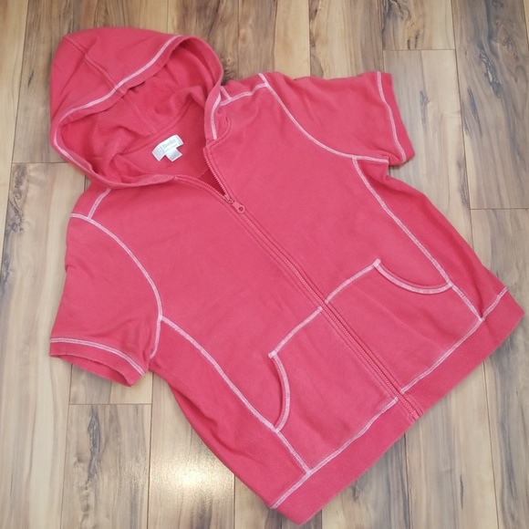 short sleeve zip hoodie plus size